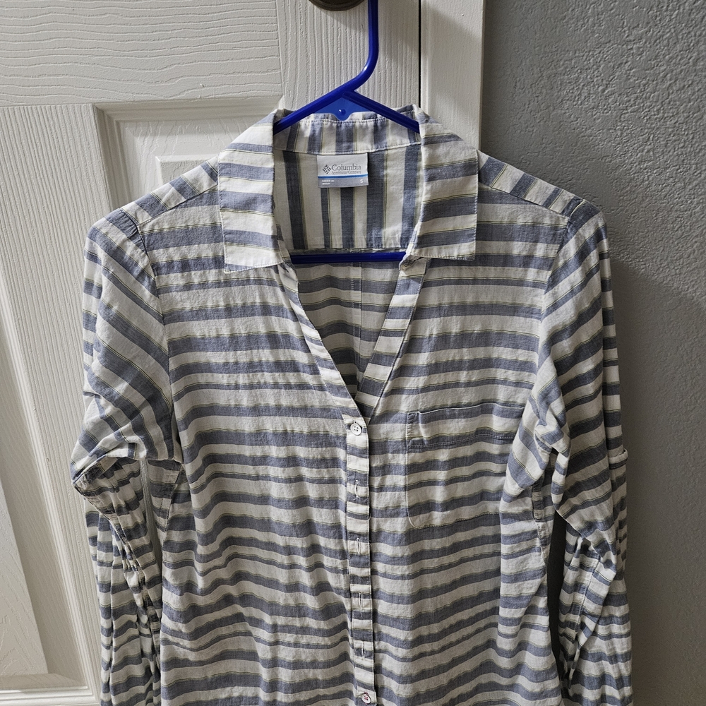 Columbia Blue and White Striped Shirt